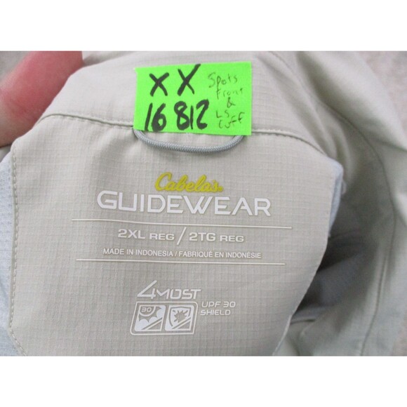 Cabelas Shirt Mens 2XL XXL Beige Guidewear UPF 30 Fishing Outdoors Button Up * - Picture 13 of 13